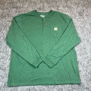 Carhartt Forest Green Long Sleeve Henley Loose Fit XL T- shirt